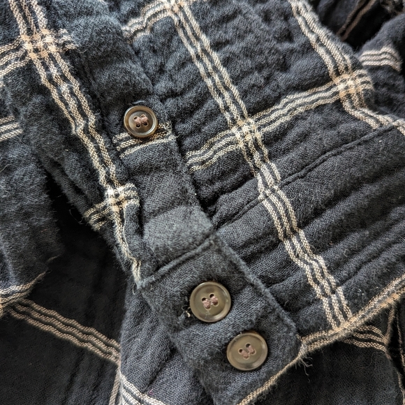 Madewell lightspun evert top in windowpane black flannel v neck size M medium - Picture 3 of 5